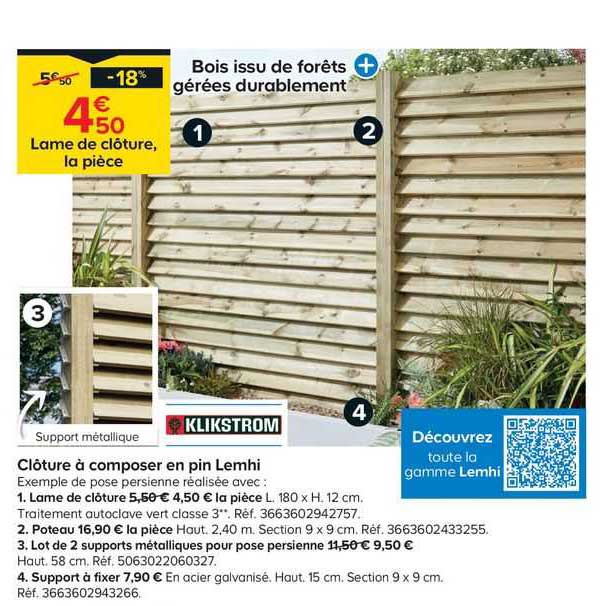 clôture à composer en pin lemhi
