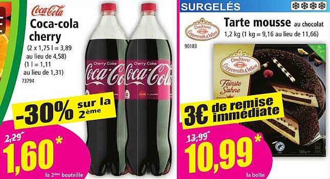 coca-cola cherry, tarte mousse au chocolat