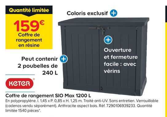Coffre De Rangement Sio Max 1200 L Keter