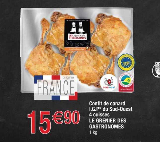 confit de canard i.g.p. du sud-uoest 4 cuisses le grenier des gastronomes