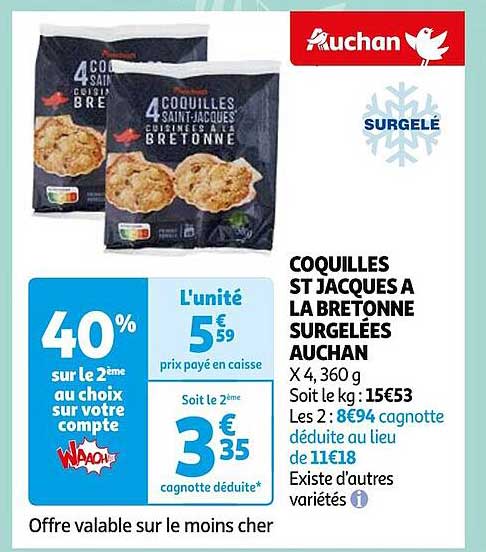 coquilles st jacques à la bretonne surgelées auchan