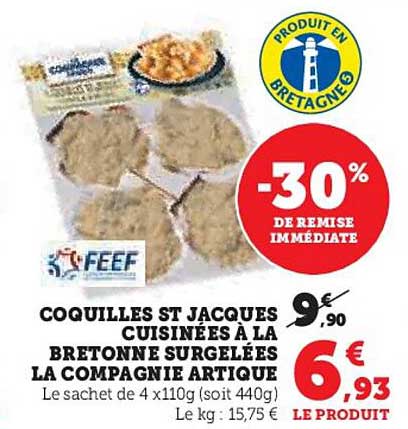 coquilles st jacques cuisinées à la bretonne surgelées la compagne artique