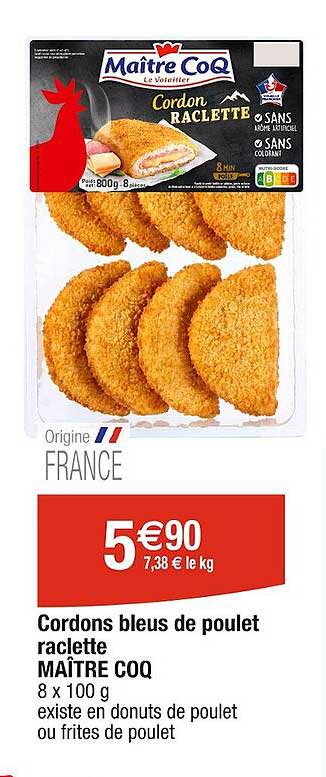 cordons bleus de poulet raclette maître coq