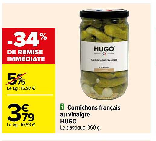 Cornichons Français Au Vinaigre Hugo
