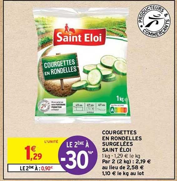 courgettes en rondelles surgelées saint éloi