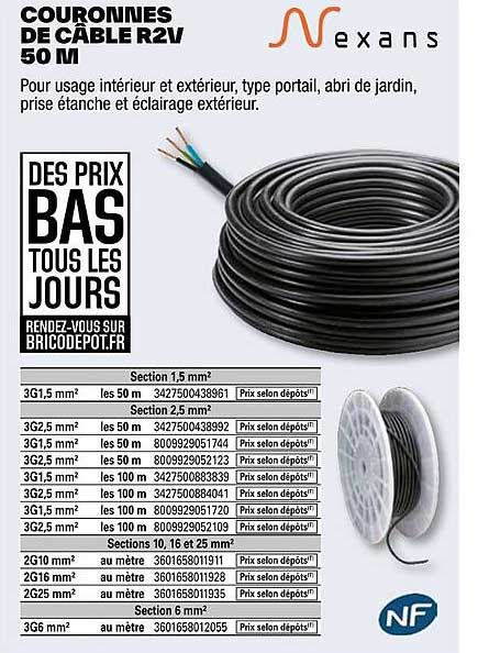 couronnes de câble r2v 50 m nexans