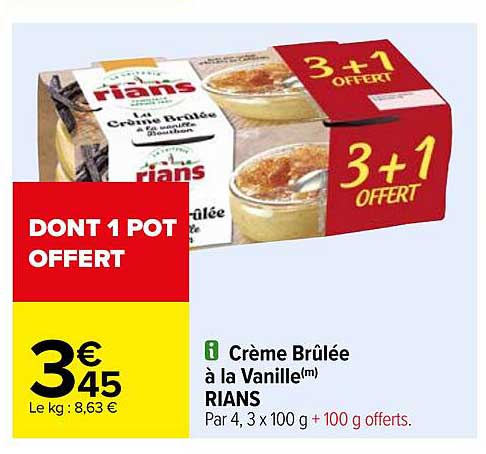 crème brûlée à la vanille rians