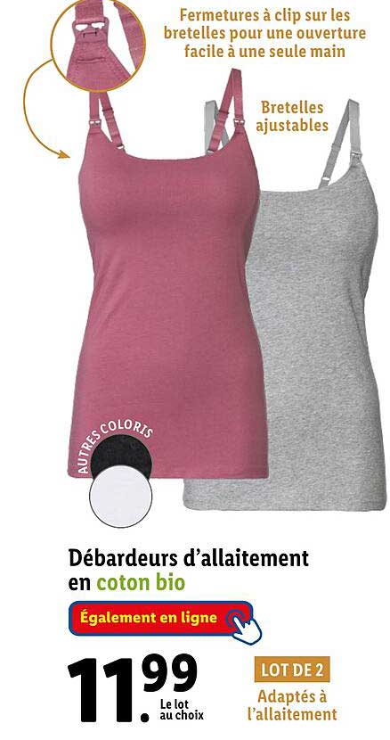 débardeurs d'allaitement en coton bio