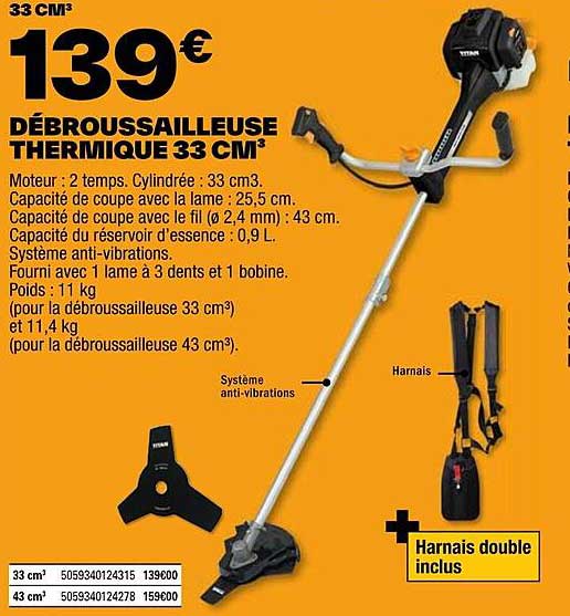 débrouissailleuse thermique 33 cm²