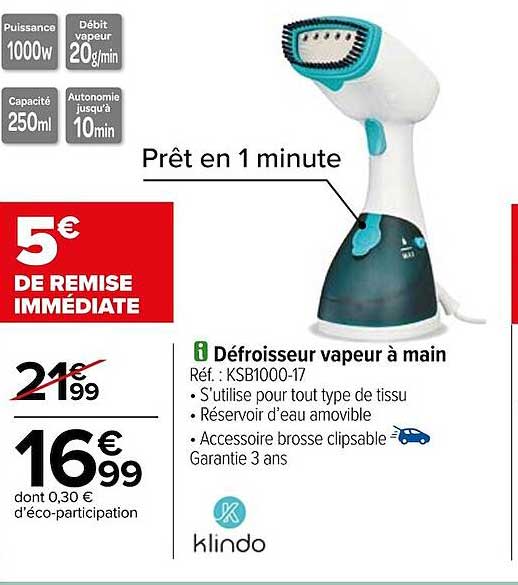 Défroisseur Vapeur à Main Klindo