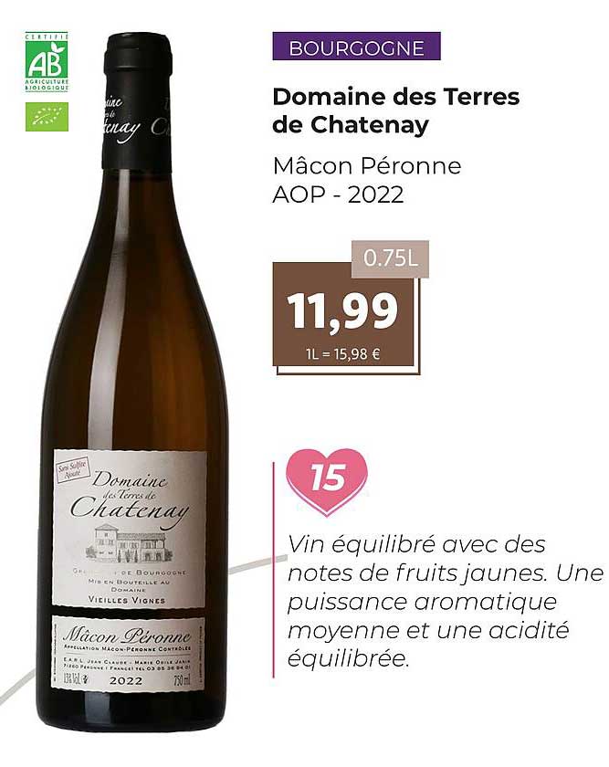 domaine des terres de chatenay mâcon péronne aop - 2022
