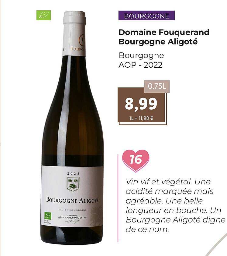 domaine fouquerand bourgogne aligoté aop 2022