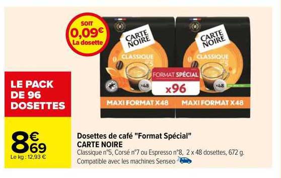 dosettes de café "format spécial" carte noire