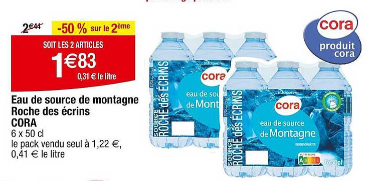 eau de source de montagne roche des écrins cora