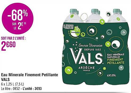 eau minérale finement petillante vals