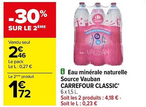 eau minérale naturelle source vauban carrefour classic'