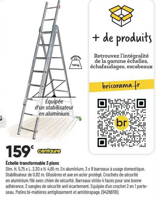 échelle transformable 3 plans centaure