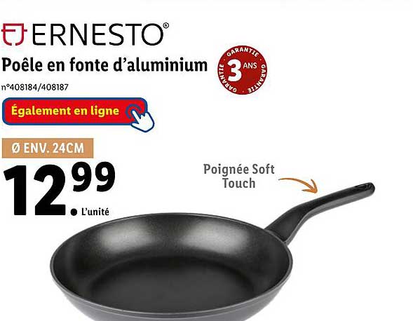 ernesto poêle en fonte d'aluminium