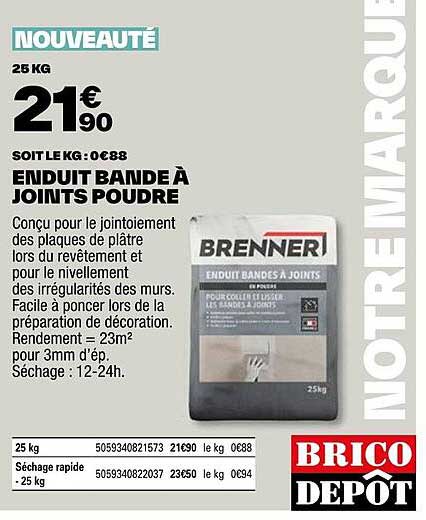 enduit bande à joints poudre brenner