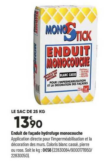 Enduit De Façade Hydrofuge Monocouche