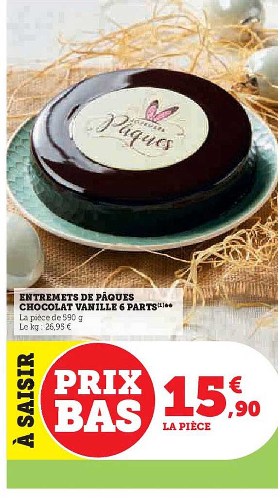 entremet de pâques chocolat vanille 6 parts