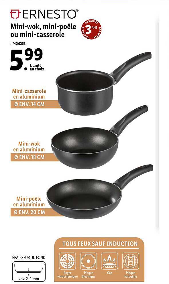 Ernesto Mini-wok Mini-poêle Ou Mini-casserole