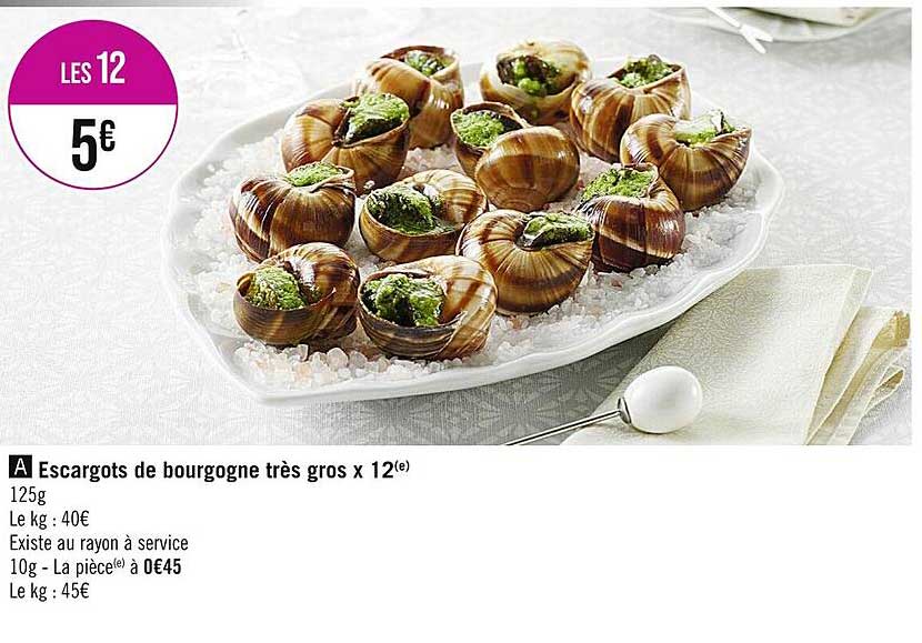escargots de bourgogne très  gros x 12