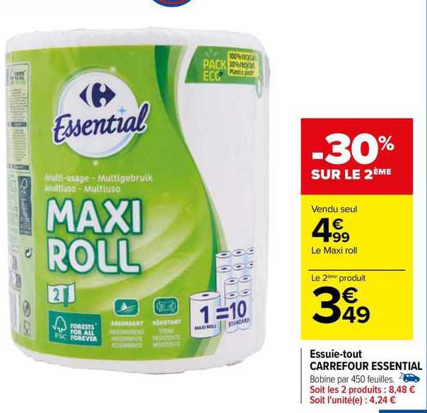 essuie-tout carrefour essential