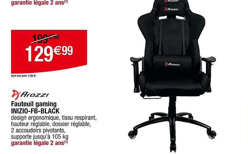 Fauteuil Gamin Inizio-fb-black Arozzi