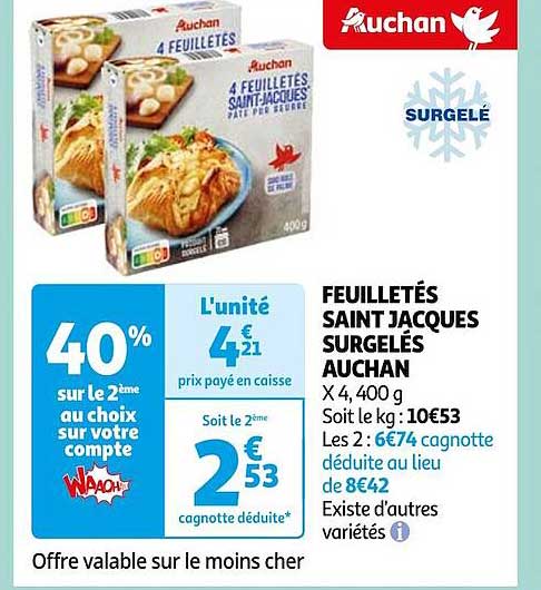 feuilletés saint jacques surgelés auchan