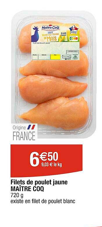 filets de poulet jaune maître coq