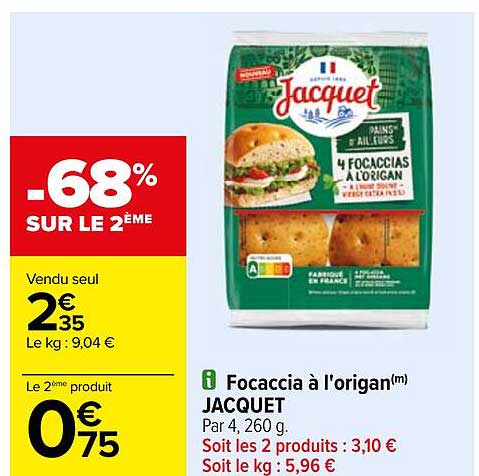 Focaccia à L'origan Jacquet