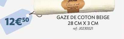 gaze de coton beige 28 cm x 3 cm