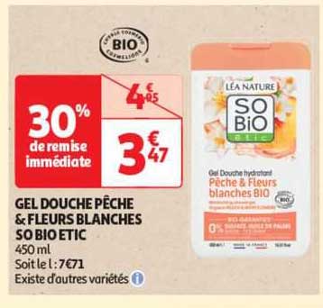 Gel Douche Pêche & Fleurs Blanches So Bio étic
