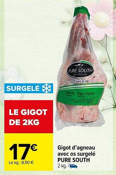 gigot d'agneau avec os surgelé pure south