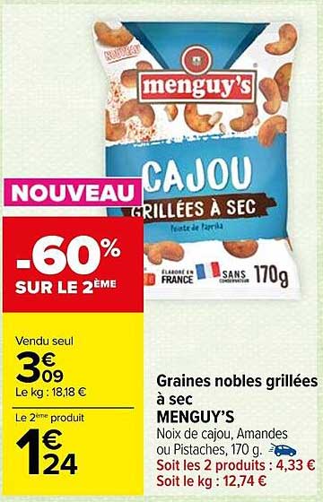 graines nobles grillées à sec menguy's