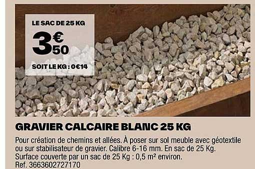 gravier calcaire blanc 25kg