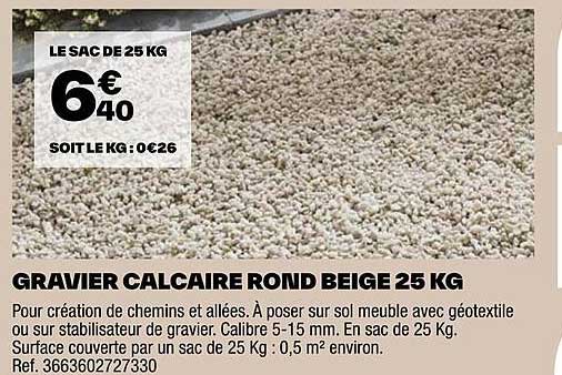 Gravier Calcaire Rond Beige 25 Kg