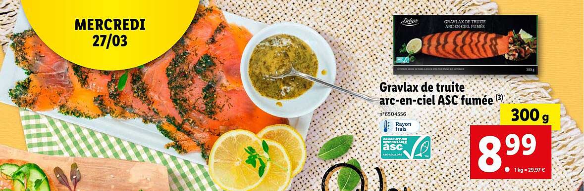 gravlax de truite arc-en-ciel asc fumée deluxe