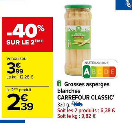 grosses asperges blanches carrefour classic'