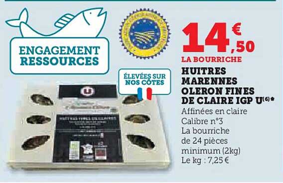 huîtres marennes oleron fines de claire igp u