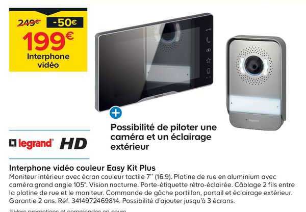 interphone vidéo couleur easy kit plus legrand