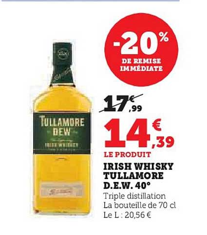 irish whisky tullamore d.e.w. 40°