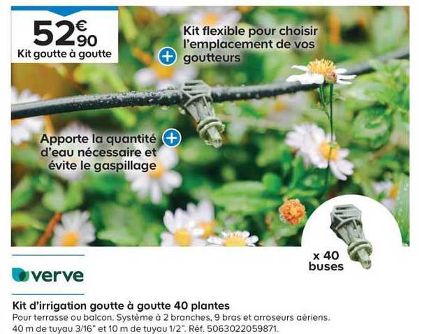 kit d'irrigation goutte à goutte 40 plantes