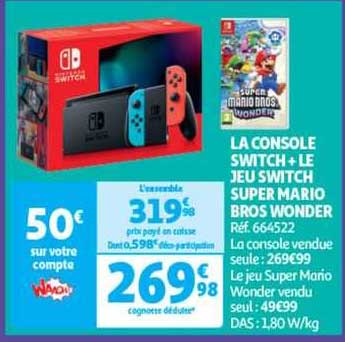 la console switch + le jeu switch super mario bros wonder
