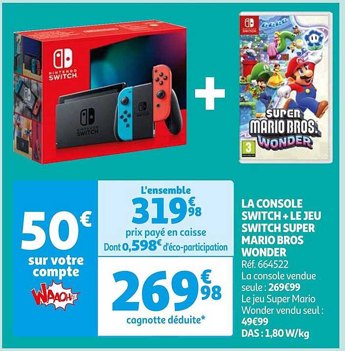 la console switch + le jeu switch super mario bros wonder