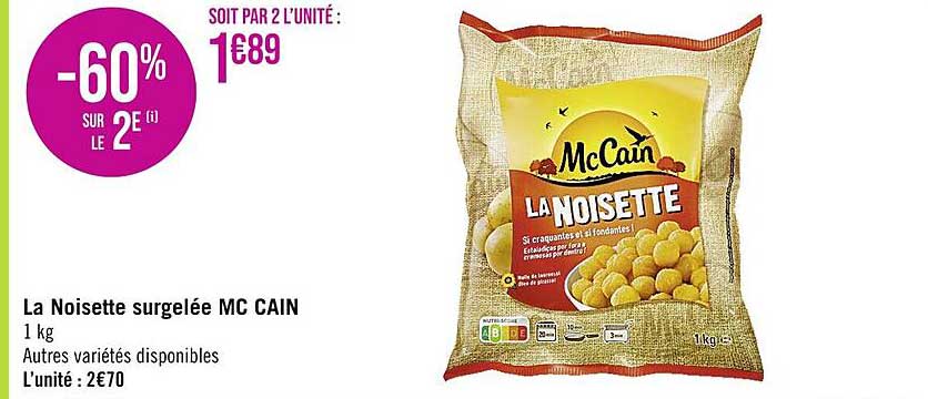 la noisette surgelée mc cain