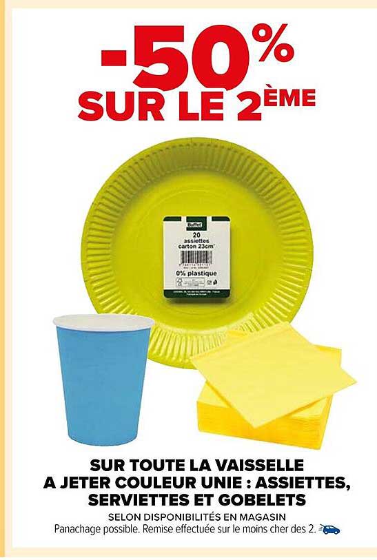 la vaisselle à jeter couleur unie : assiettes, serviettes et gobelets