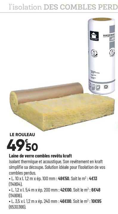 laine de verre combles revêtu kraft