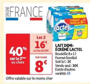 lait demi-écrémé lactel